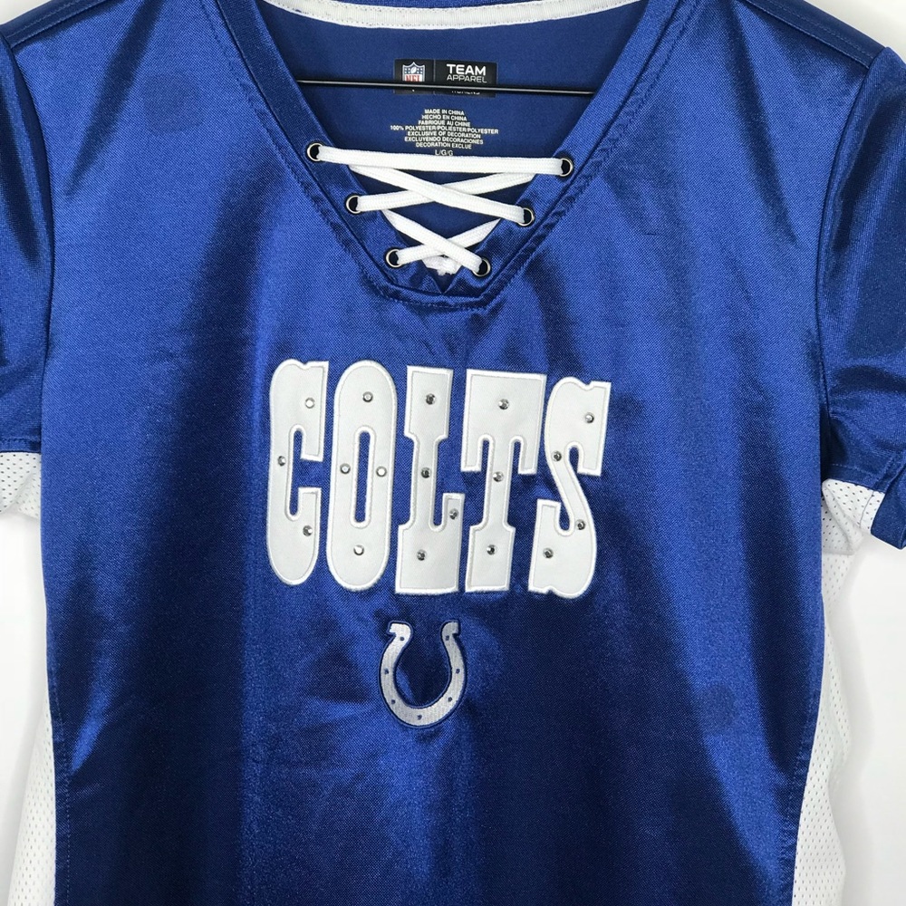 NFL Team Apparel Indianapolis Colts Lace-up Top L